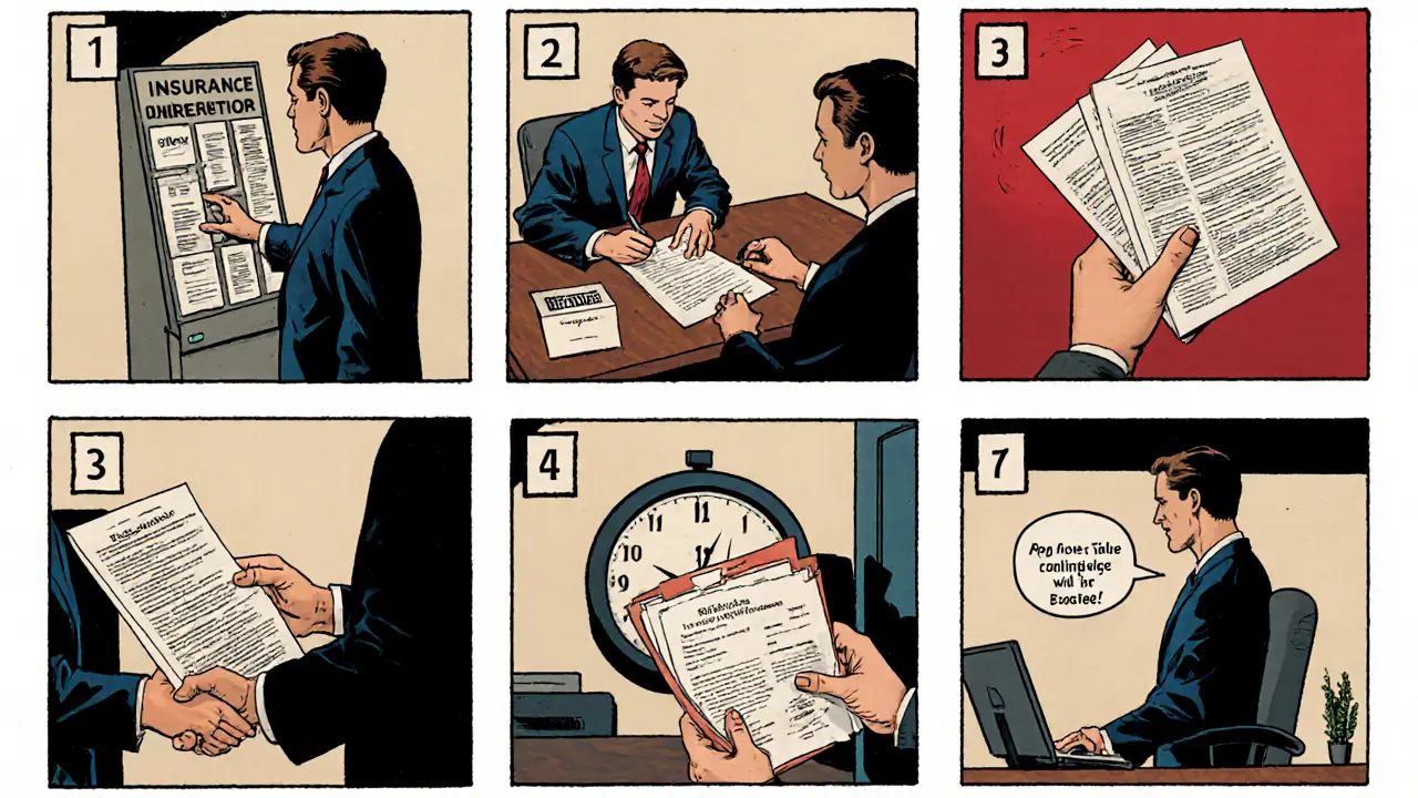 Postup žádosti: výběr terapeuta, smlouva, předání dokumentů, čekání a schválení.