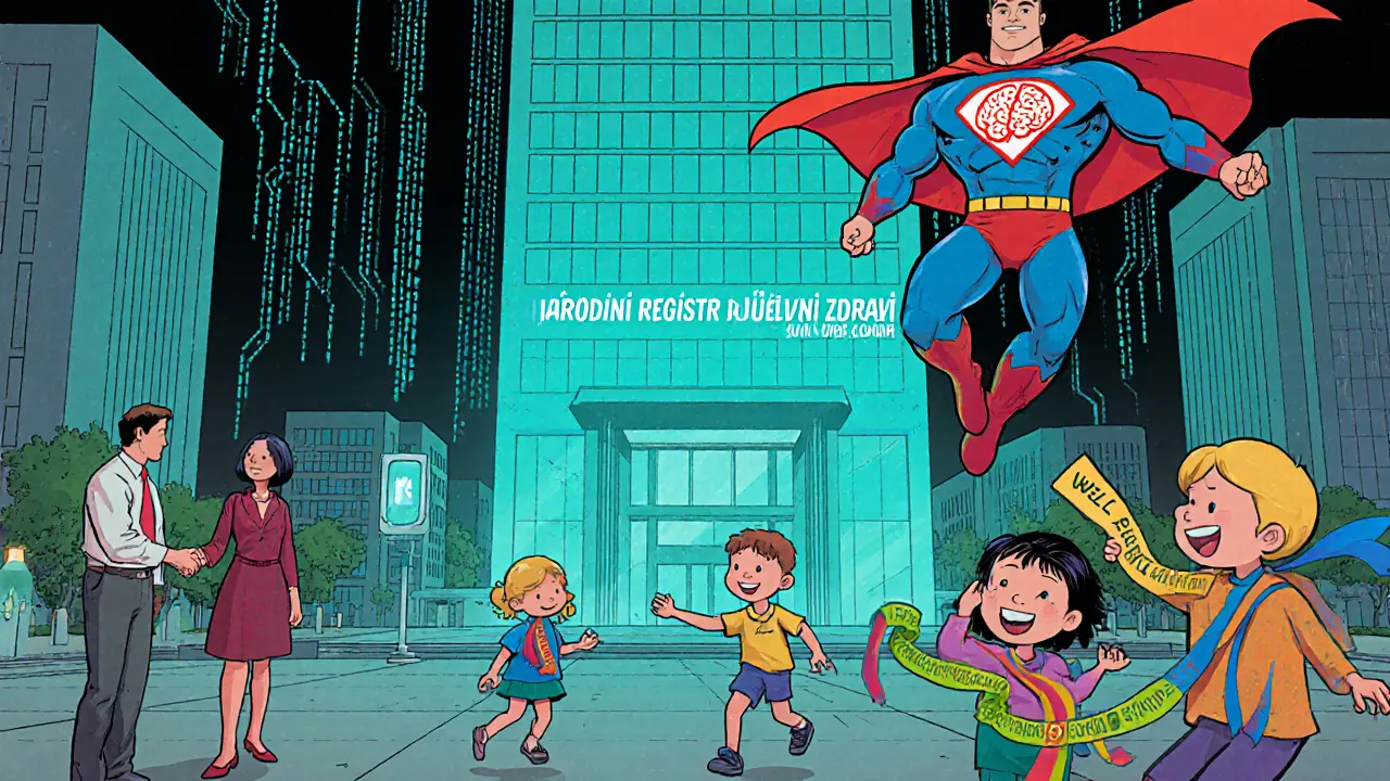 Budoucí národní registr duševního zdraví, učitelé a psychologové spolupracují s dětmi.