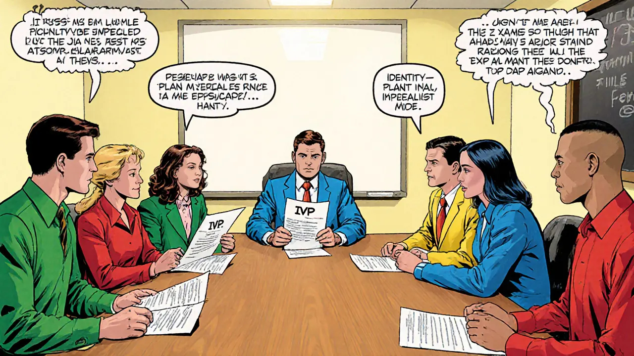 Skupina odborníků u stolu vytváří individuální vzdělávací plán.