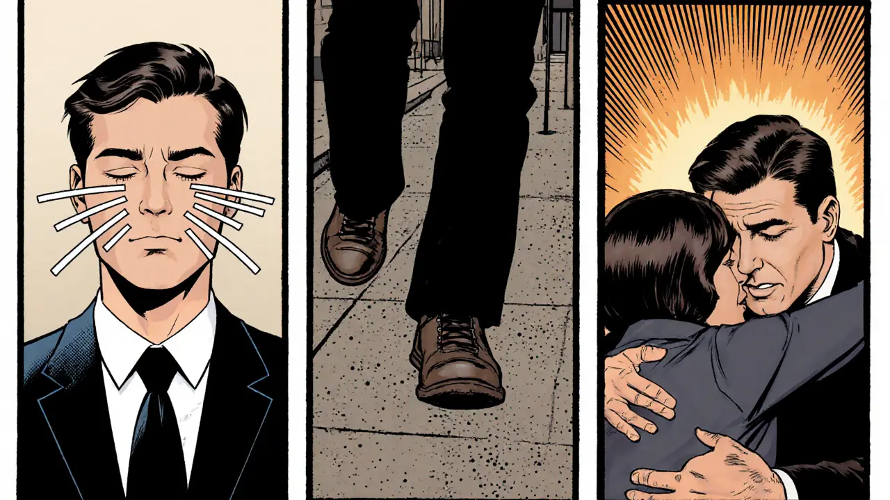 Jedinec kombinuje dech, uzemnění a jemný dotek v každodenním prostředí.