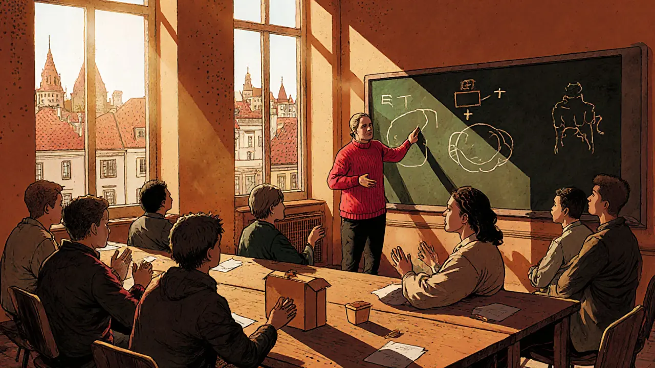 Komunitní workshop v českém městě, kde lidé učí psychologickou první pomoc a navzájem si pomáhají.