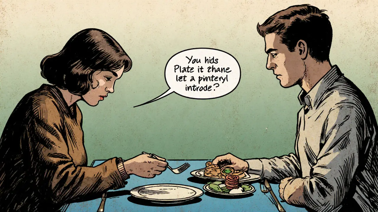 Rodič a terapeut pomalu přidávají nový talíř k obědu dítěte s autismem.