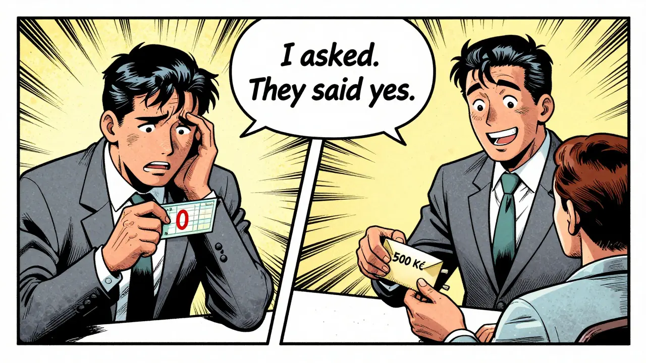 Klient předává terapeutovi malou platbu 500 Kč a oba se usmívají.