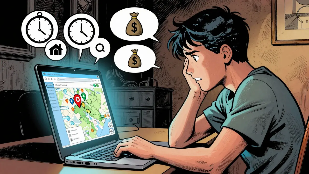 Hledání terapeuta online na portálu, vyvažování času a ceny péče.