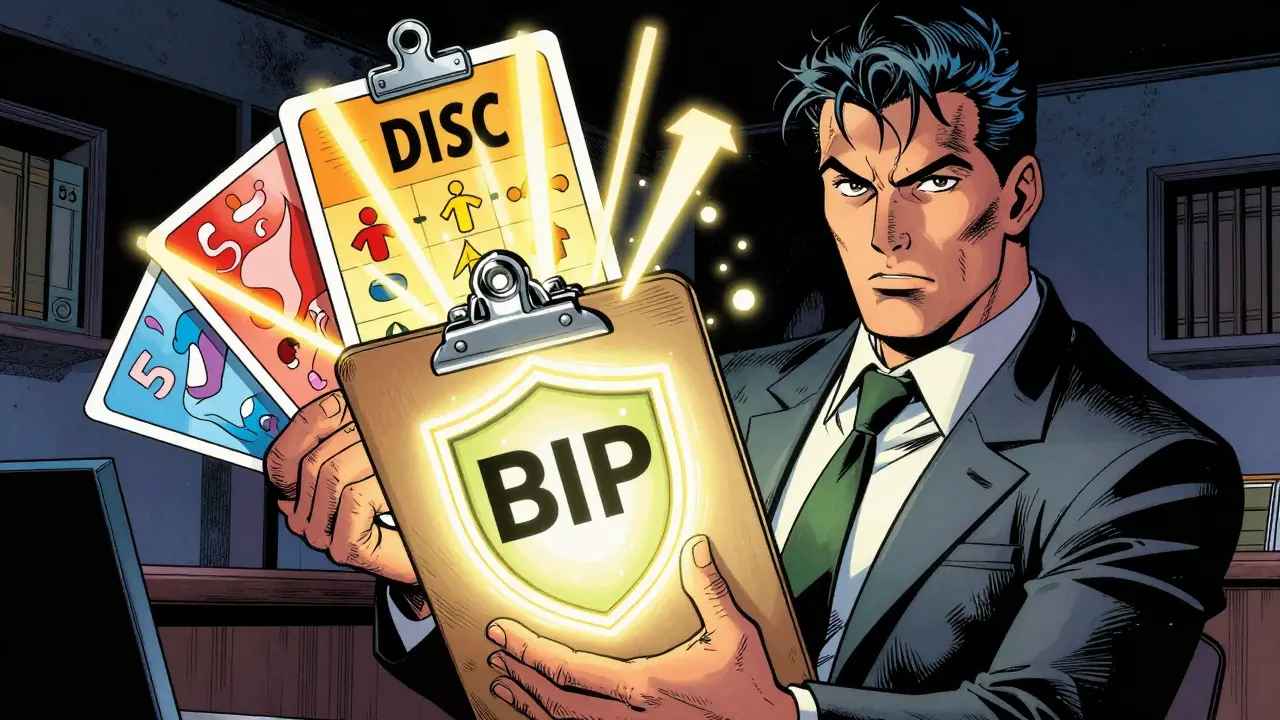 Poradce s diagnostickými nástroji BIP a DISC v retro komiksu