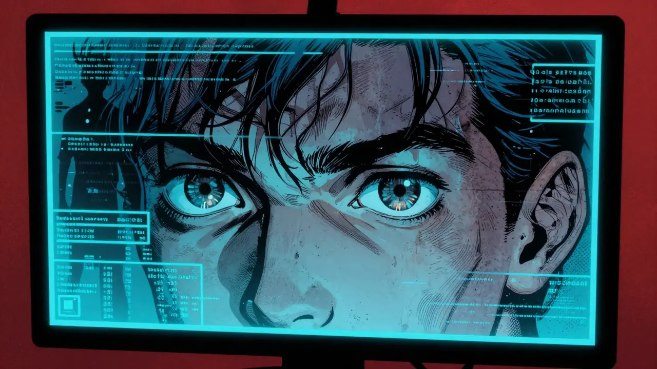 Rizika digitální terapie a soukromí dat v komiksovém stylu