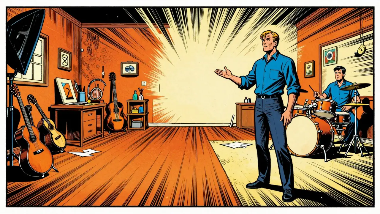Terapeut ukazuje cesty umělecké terapie v komiksovém stylu