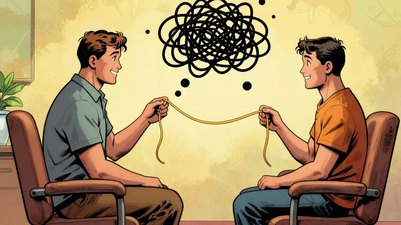 Kognitivně behaviorální terapie v stylu retro komiksu