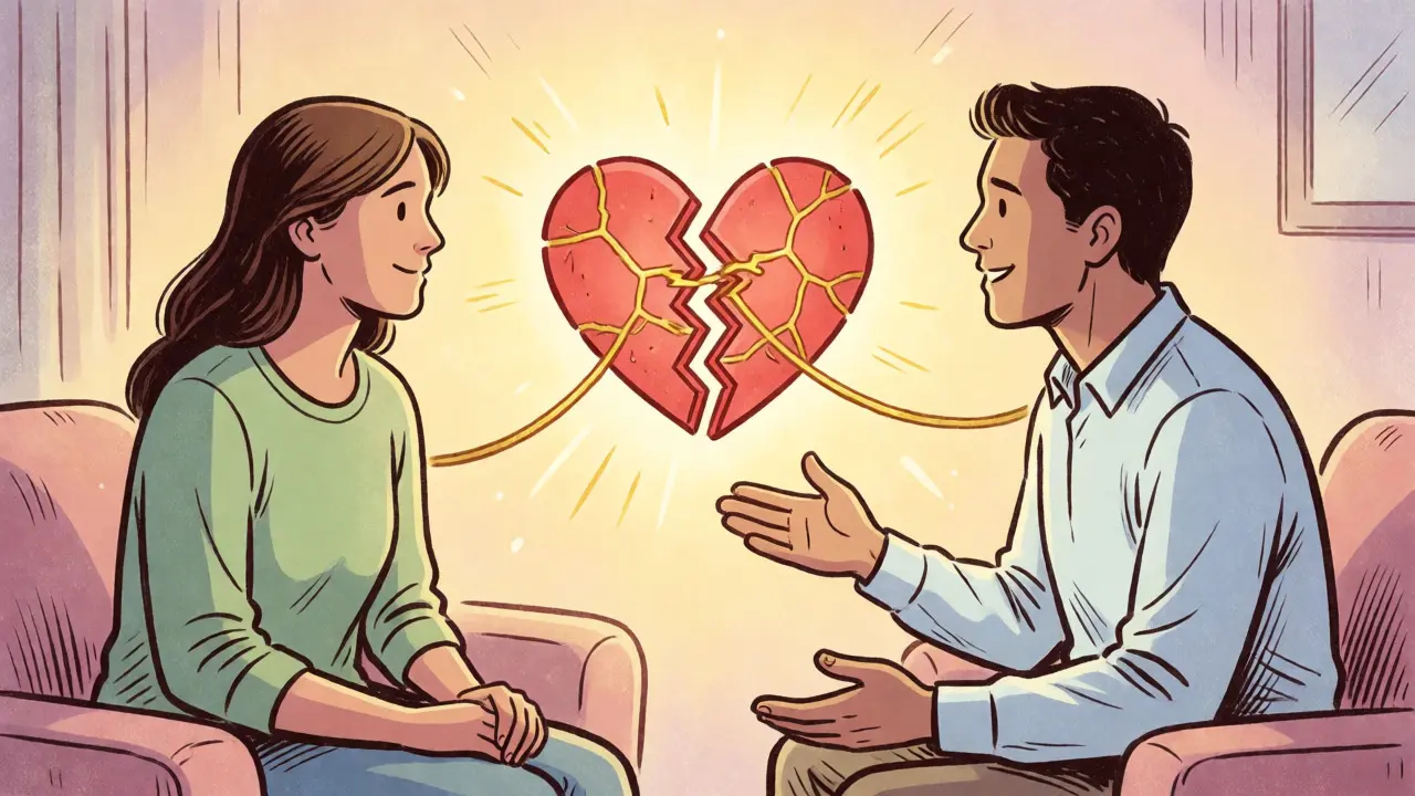 Therapy session illustrating emotional healing and connection.