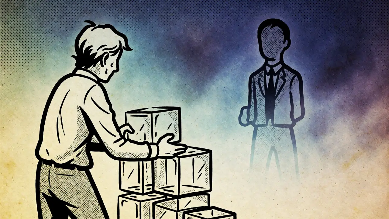 Konceptuální znázornění úzkosti a izolace ve stylu starého komiksu